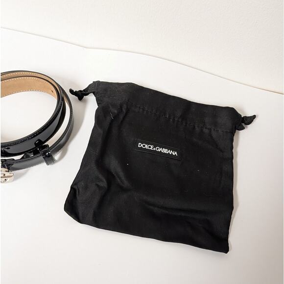 Dolce & Gabbana DG-logo Leather Belt BE1447-AI413 Womens 90 36 Black Italy NWOT